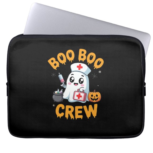 Boo Boo Crew Nurse Cute Ghost Halloween Nursing Es Laptop Sleeve (Front)