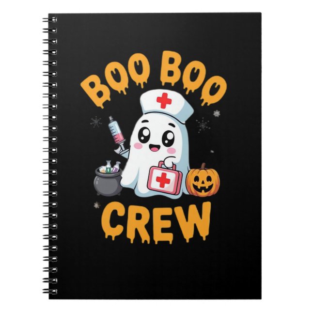 Boo Boo Crew Nurse Cute Ghost Halloween Nursing Es Notebook (Front)