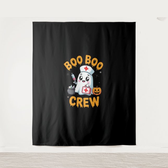 Boo Boo Crew Nurse Cute Ghost Halloween Nursing Es Tapestry (Front)