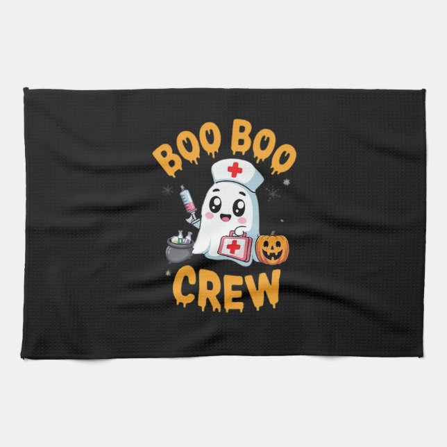 Boo Boo Crew Nurse Cute Ghost Halloween Nursing Es Tea Towel (Horizontal)