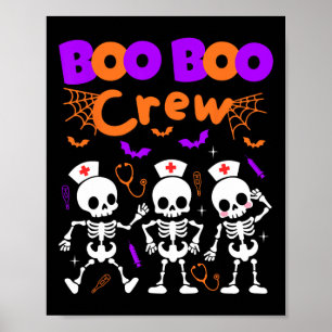 Boo Boo Crew Nurse Dancing Skeletons Halloween Ort Poster