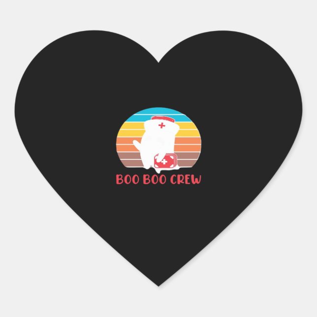 Boo Boo Crew Nurse Funny Ghost Halloween Classic T Heart Sticker (Front)