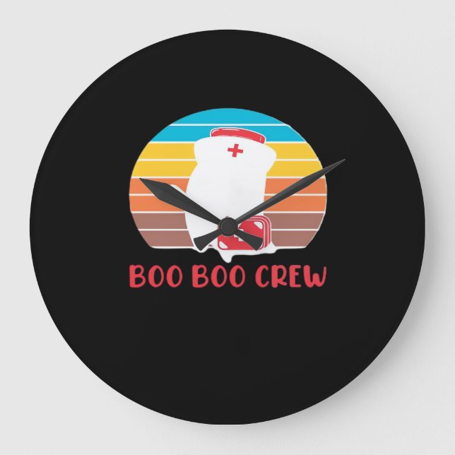 Boo Boo Crew Nurse Funny Ghost Halloween Classic T Large Clock (Front)