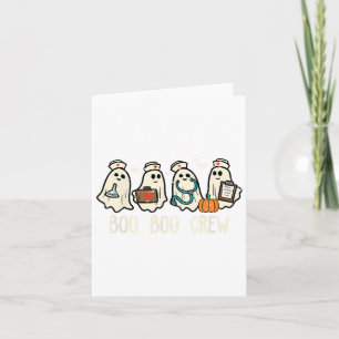 Boo Boo Crew Nurse Funny Ghost Women Halloween Cos Card