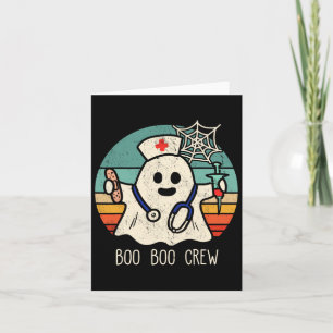 Boo Boo Crew Nurse Funny Ghost Women Halloween Cos Card