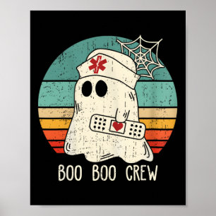 Boo Boo Crew Nurse Funny Ghost Women Halloween Cos Poster