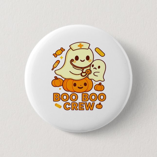 Boo Boo Crew Nurse Funny Halloween Ghost Nurse Gir 6 Cm Round Badge (Front)