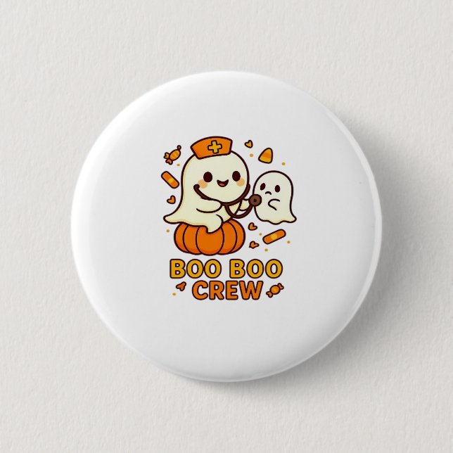 Boo Boo Crew Nurse Funny Halloween Ghost Nurse Gir 6 Cm Round Badge (Front)