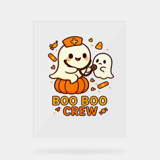 Boo Boo Crew Nurse Funny Halloween Ghost Nurse Gir Acrylic Sign (Front)