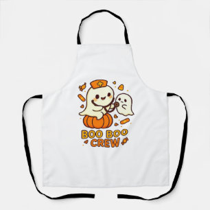 Boo Boo Crew Nurse Funny Halloween Ghost Nurse Gir Apron