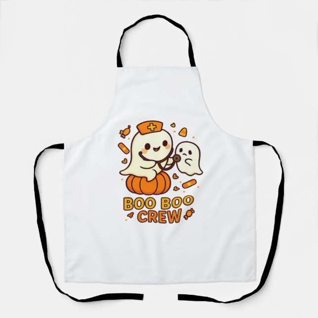 Boo Boo Crew Nurse Funny Halloween Ghost Nurse Gir Apron (Front)