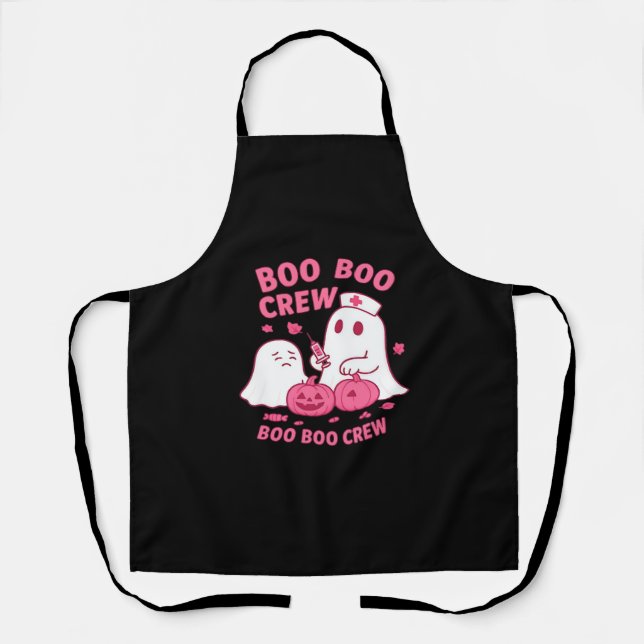 Boo Boo Crew Nurse Funny Halloween Ghost Nurse Gir Apron (Front)