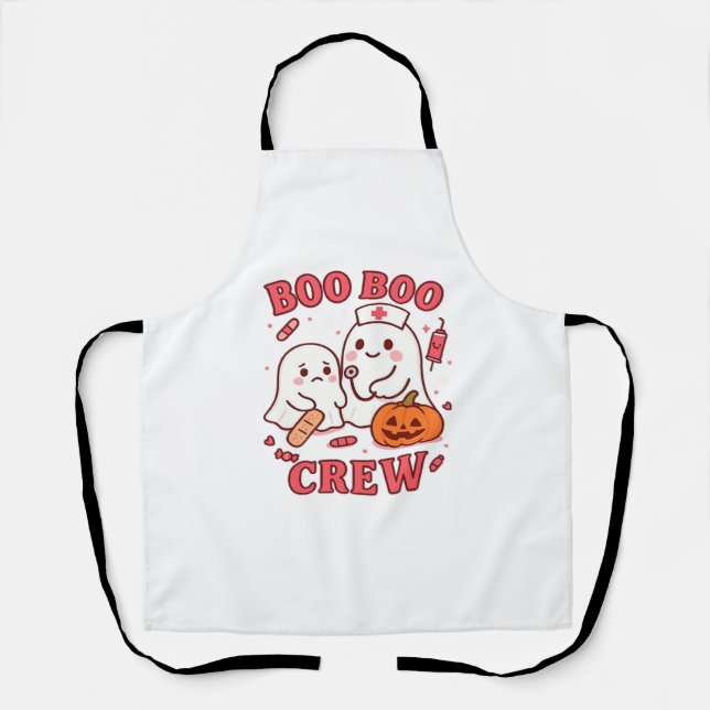 Boo Boo Crew Nurse Funny Halloween Ghost Nurse Gir Apron (Front)