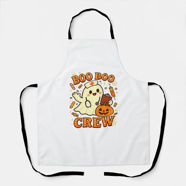 Boo Boo Crew Nurse Funny Halloween Ghost Nurse Gir Apron (Front)