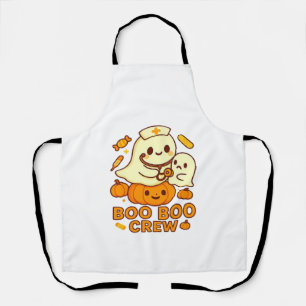 Boo Boo Crew Nurse Funny Halloween Ghost Nurse Gir Apron