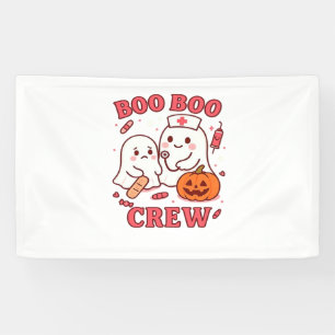 Boo Boo Crew Nurse Funny Halloween Ghost Nurse Gir Banner