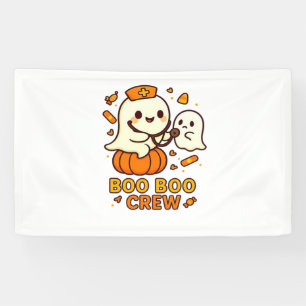 Boo Boo Crew Nurse Funny Halloween Ghost Nurse Gir Banner