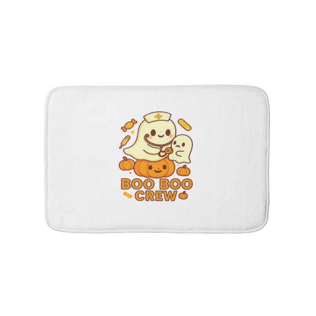 Boo Boo Crew Nurse Funny Halloween Ghost Nurse Gir Bath Mat (Front)