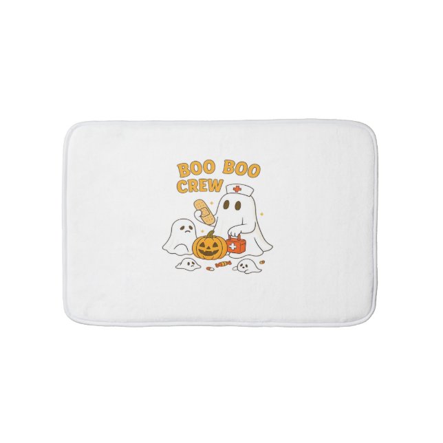Boo Boo Crew Nurse Funny Halloween Ghost Nurse Gir Bath Mat (Front)