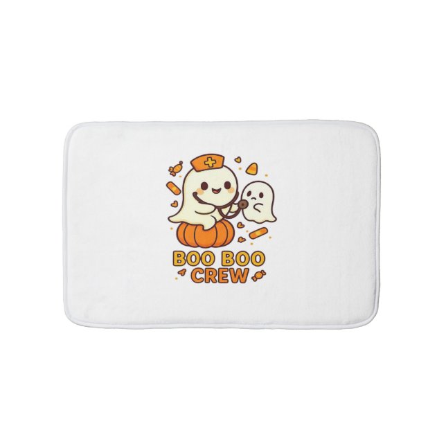 Boo Boo Crew Nurse Funny Halloween Ghost Nurse Gir Bath Mat (Front)