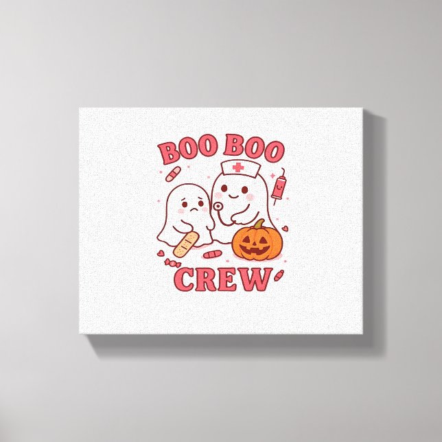 Boo Boo Crew Nurse Funny Halloween Ghost Nurse Gir Canvas Print (Front)