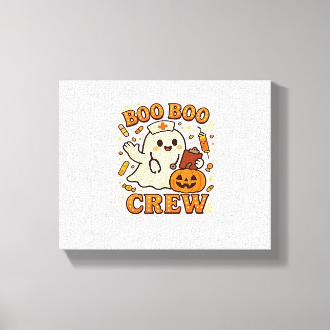 Boo Boo Crew Nurse Funny Halloween Ghost Nurse Gir Canvas Print (Front)