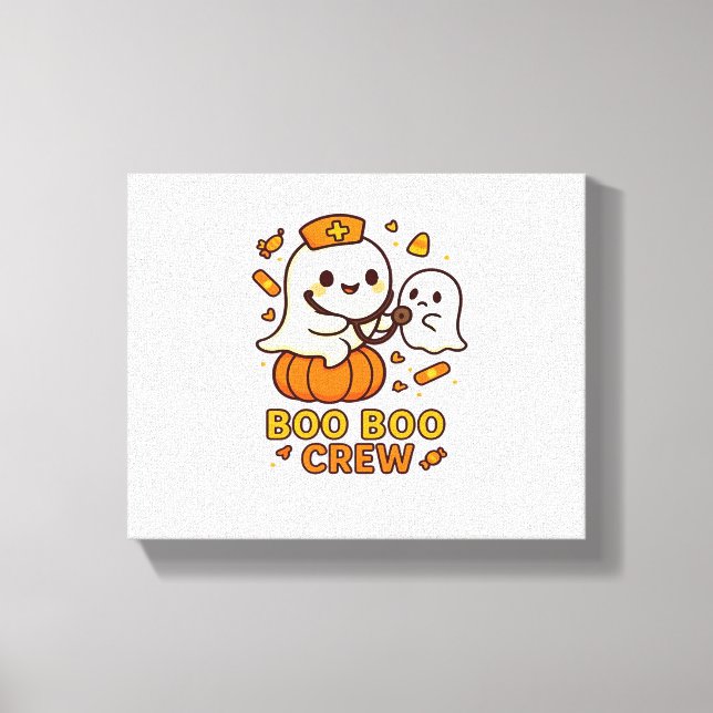 Boo Boo Crew Nurse Funny Halloween Ghost Nurse Gir Canvas Print (Front)