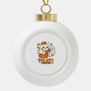 Boo Boo Crew Nurse Funny Halloween Ghost Nurse Gir Ceramic Ball Christmas Ornament