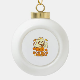 Boo Boo Crew Nurse Funny Halloween Ghost Nurse Gir Ceramic Ball Christmas Ornament