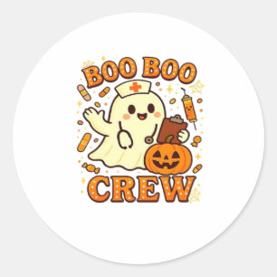 Boo Boo Crew Nurse Funny Halloween Ghost Nurse Gir Classic Round Sticker