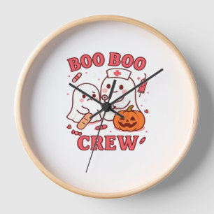 Boo Boo Crew Nurse Funny Halloween Ghost Nurse Gir Clock