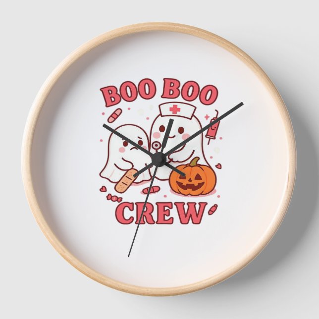 Boo Boo Crew Nurse Funny Halloween Ghost Nurse Gir Clock (Front)