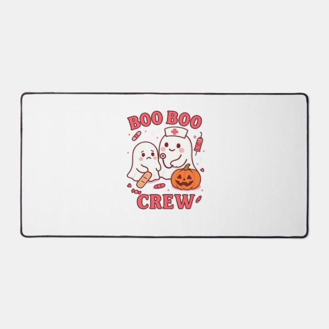 Boo Boo Crew Nurse Funny Halloween Ghost Nurse Gir Desk Mat (Front)