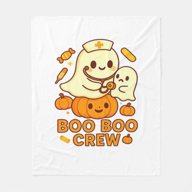 Boo Boo Crew Nurse Funny Halloween Ghost Nurse Gir Fleece Blanket (Front)