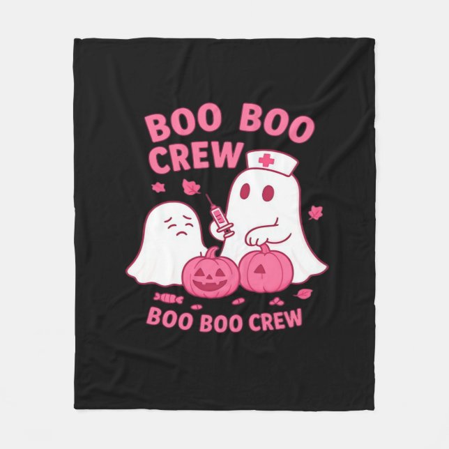 Boo Boo Crew Nurse Funny Halloween Ghost Nurse Gir Fleece Blanket (Front)