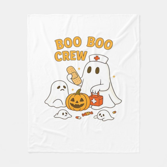Boo Boo Crew Nurse Funny Halloween Ghost Nurse Gir Fleece Blanket (Front)