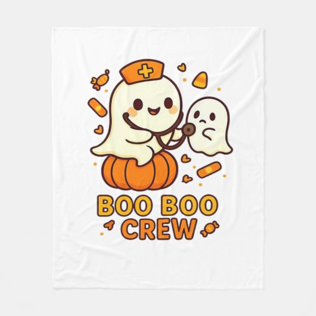 Boo Boo Crew Nurse Funny Halloween Ghost Nurse Gir Fleece Blanket (Front)