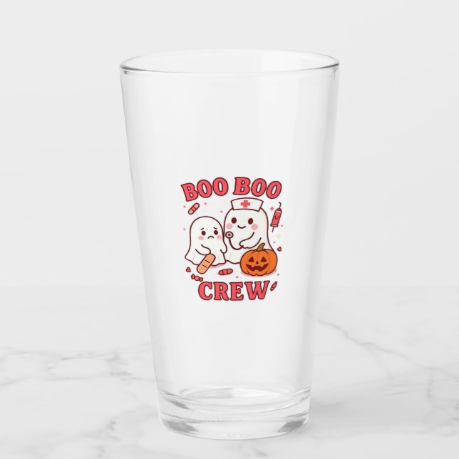 Boo Boo Crew Nurse Funny Halloween Ghost Nurse Gir Glass (Front)