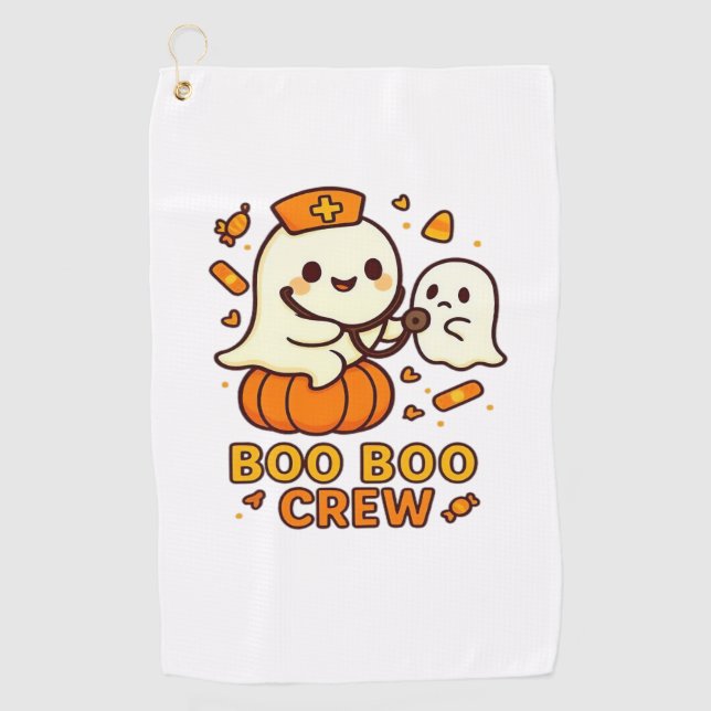 Boo Boo Crew Nurse Funny Halloween Ghost Nurse Gir Golf Towel (Front)