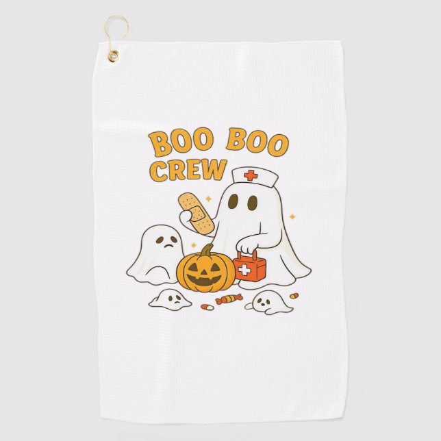 Boo Boo Crew Nurse Funny Halloween Ghost Nurse Gir Golf Towel (Front)