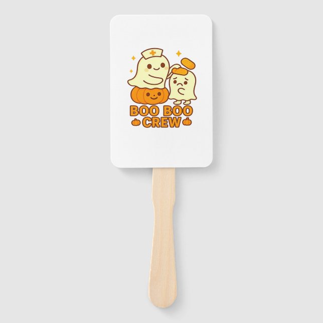 Boo Boo Crew Nurse Funny Halloween Ghost Nurse Gir Hand Fan (Front)