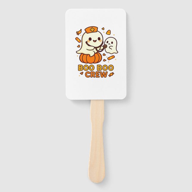 Boo Boo Crew Nurse Funny Halloween Ghost Nurse Gir Hand Fan (Front)