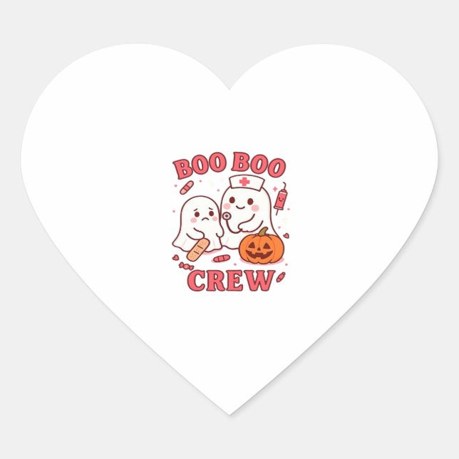 Boo Boo Crew Nurse Funny Halloween Ghost Nurse Gir Heart Sticker (Front)