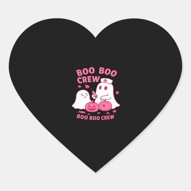 Boo Boo Crew Nurse Funny Halloween Ghost Nurse Gir Heart Sticker (Front)