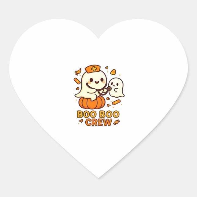 Boo Boo Crew Nurse Funny Halloween Ghost Nurse Gir Heart Sticker (Front)