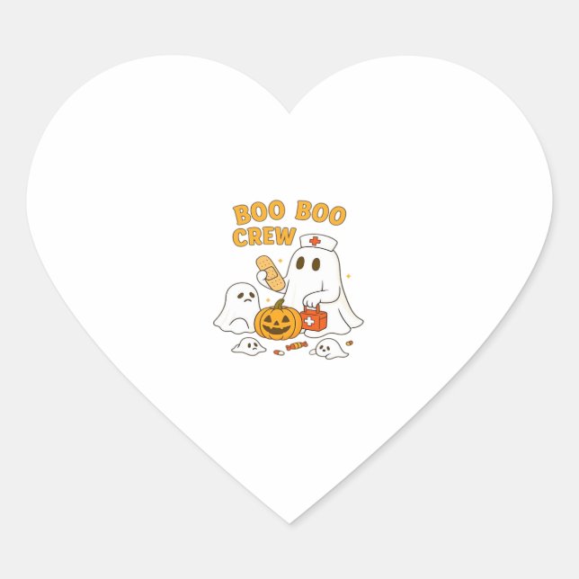 Boo Boo Crew Nurse Funny Halloween Ghost Nurse Gir Heart Sticker (Front)