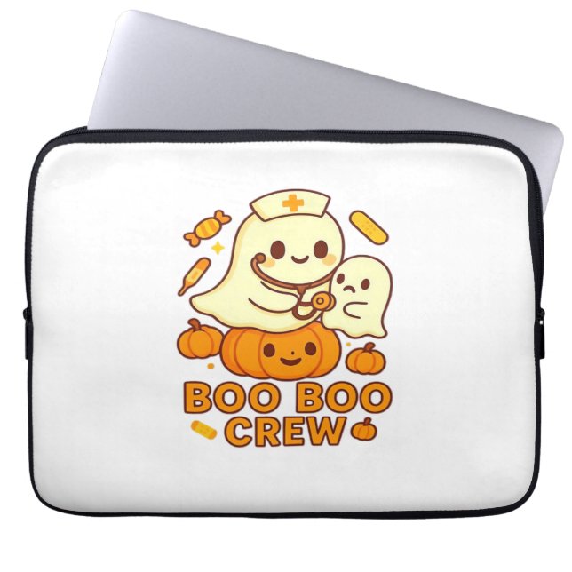 Boo Boo Crew Nurse Funny Halloween Ghost Nurse Gir Laptop Sleeve (Front)