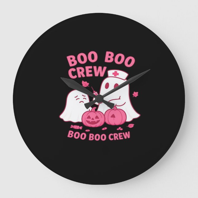 Boo Boo Crew Nurse Funny Halloween Ghost Nurse Gir Large Clock (Front)