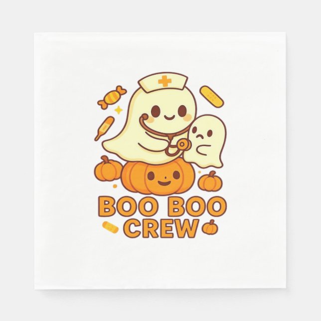 Boo Boo Crew Nurse Funny Halloween Ghost Nurse Gir Napkin (Front)