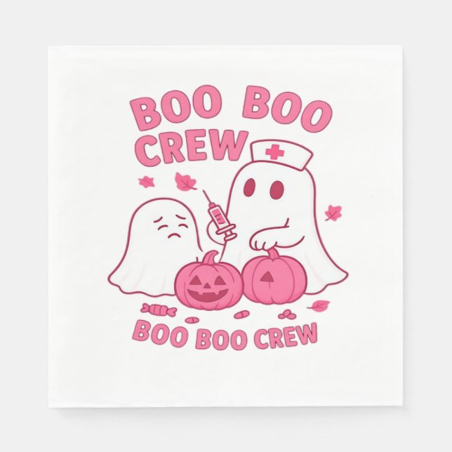 Boo Boo Crew Nurse Funny Halloween Ghost Nurse Gir Napkin (Front)